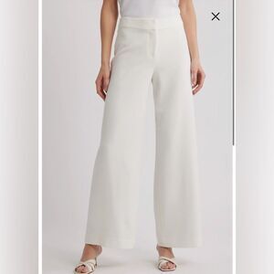 Tahari ASL white wide leg flat front trouser pant size 10